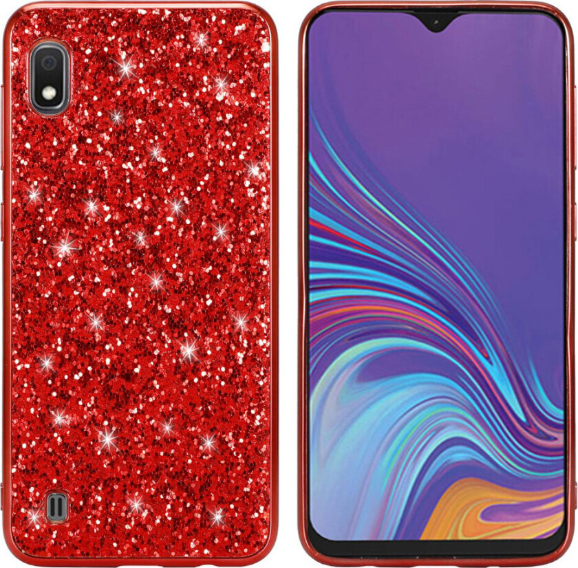 Glitter Samsung Galaxy A10 deksel - Rød