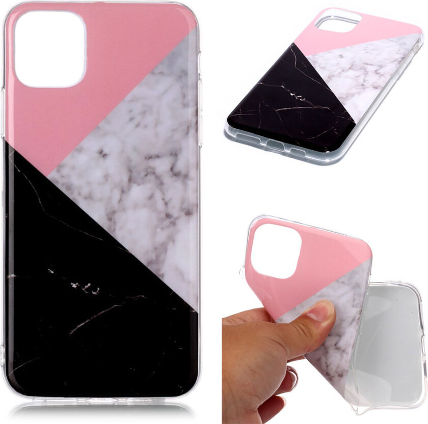 Marble iPhone 11 Pro Max deksel - Rosa / Hvit / Svart