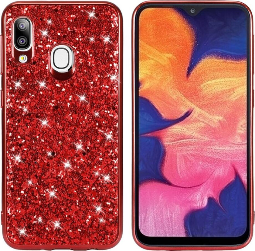 Glitter Samsung Galaxy A20e deksel - Rød