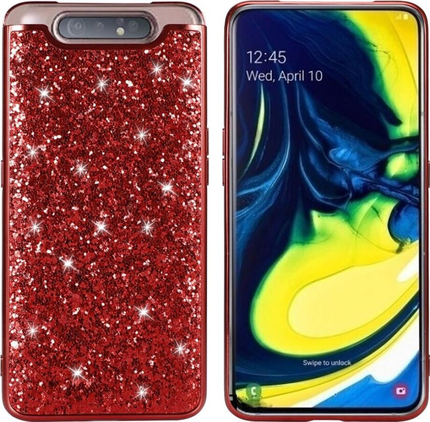 Glitter Samsung Galaxy A80 deksel - Rød