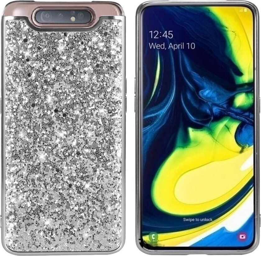 Glitter Samsung Galaxy A80 deksel - Sølv