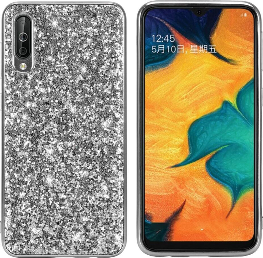 Glitter Samsung Galaxy A50 deksel - Sølv