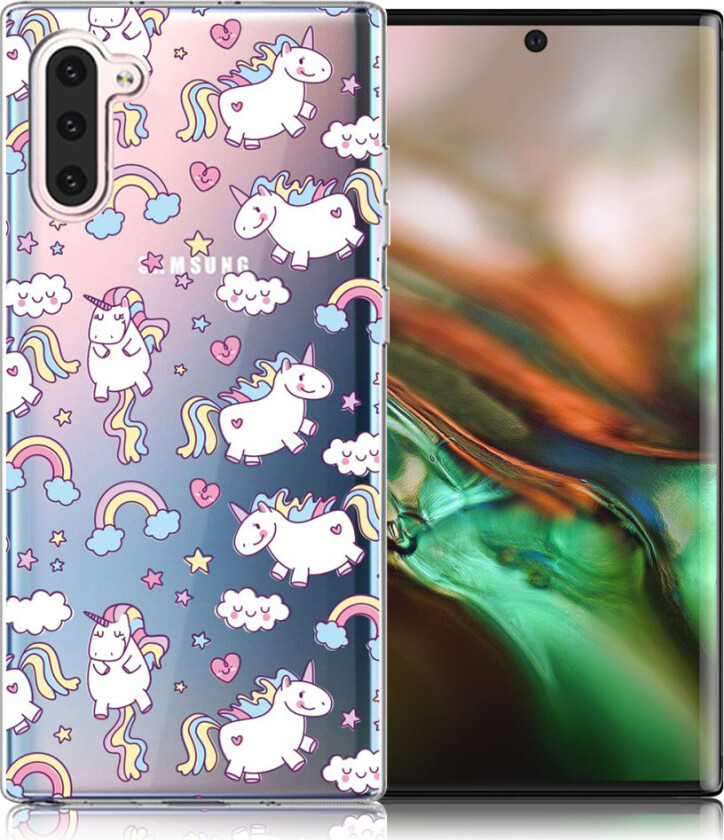 Deco Samsung Galaxy Note 10 deksel - Enhjørning og regnbue