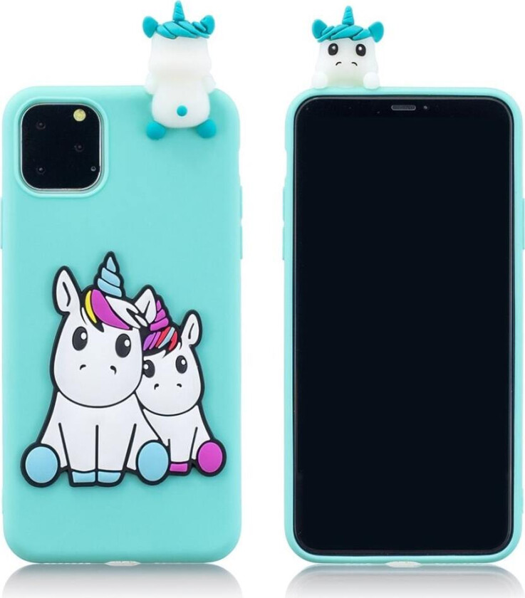 Cute 3D iPhone 11 Pro Max deksel - Lyseblå enhjørninger