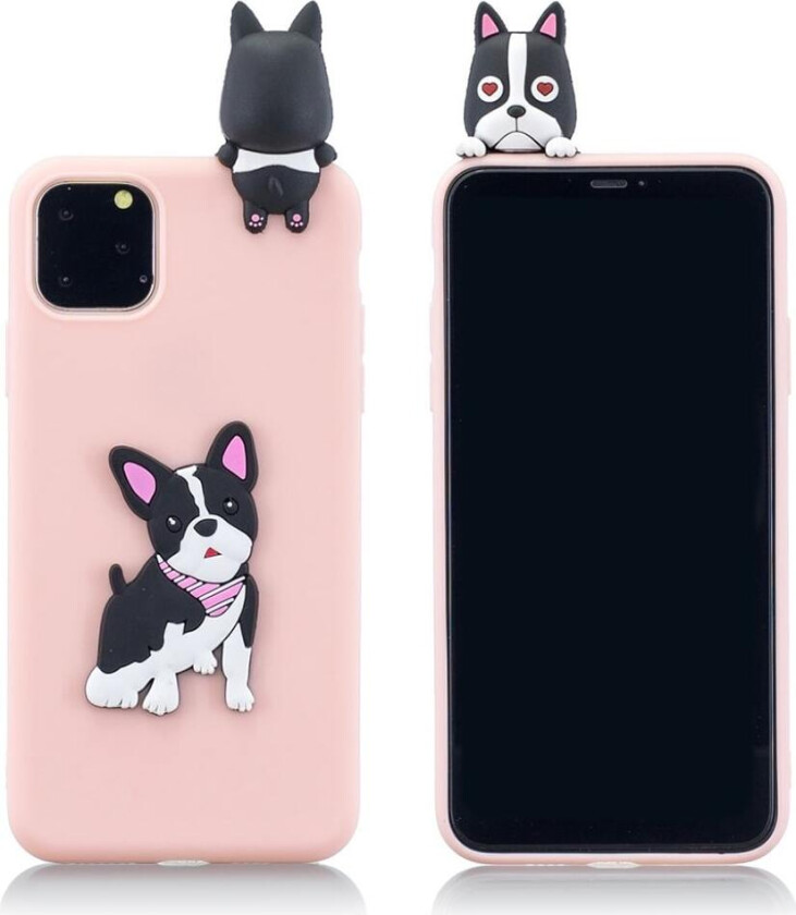Cute 3D iPhone 11 deksel - Lysrosa Søt Hund