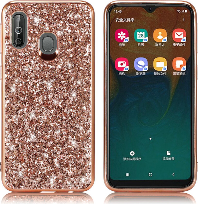 Glitter Samsung Galaxy A40 deksel - Rose gull