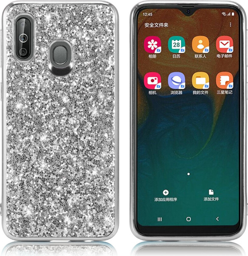Glitter Samsung Galaxy A40 deksel - Sølv