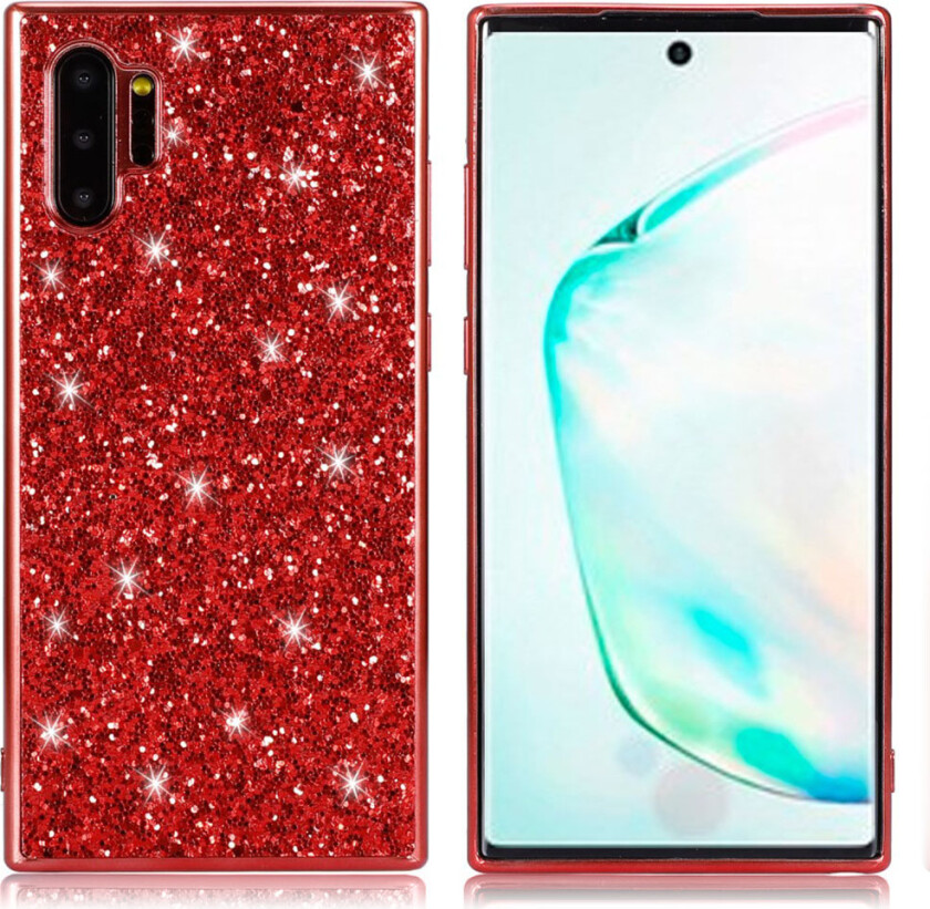 Glitter Samsung Galaxy Note 10 Pro deksel - Rød