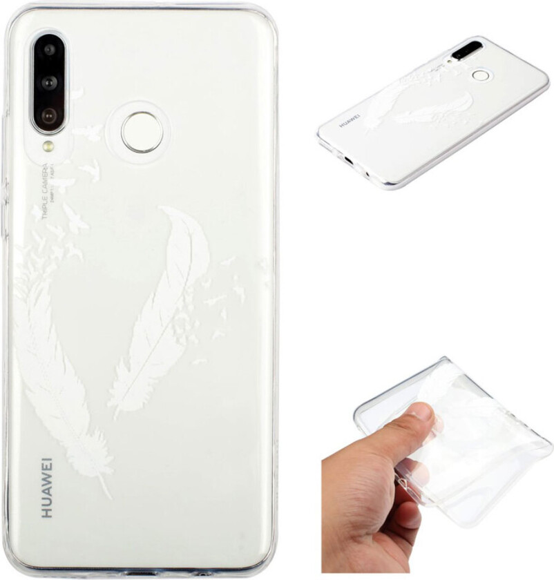 Deco Samsung Galaxy M20 deksel - Hvite fjær