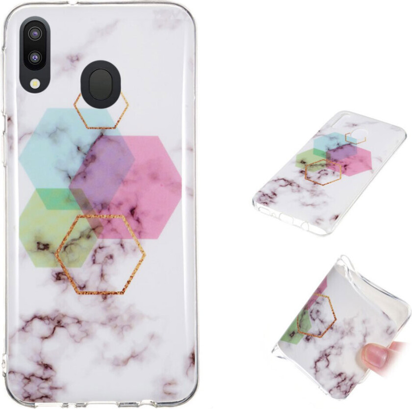 Marble Samsung Galaxy M20 deksel - Sekskantformet mønster