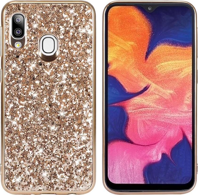 Glitter Samsung Galaxy A20e deksel - Gull