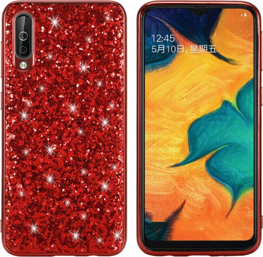 Glitter Samsung Galaxy A50 deksel - Rød