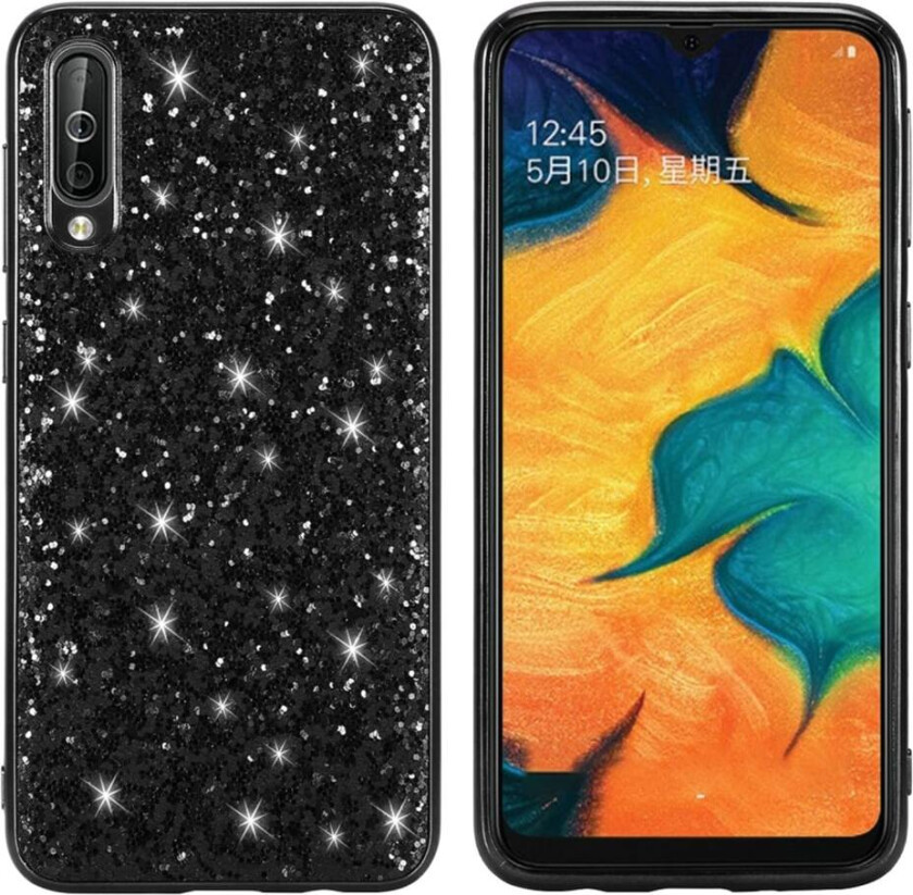 Glitter Samsung Galaxy A50 deksel - Svart