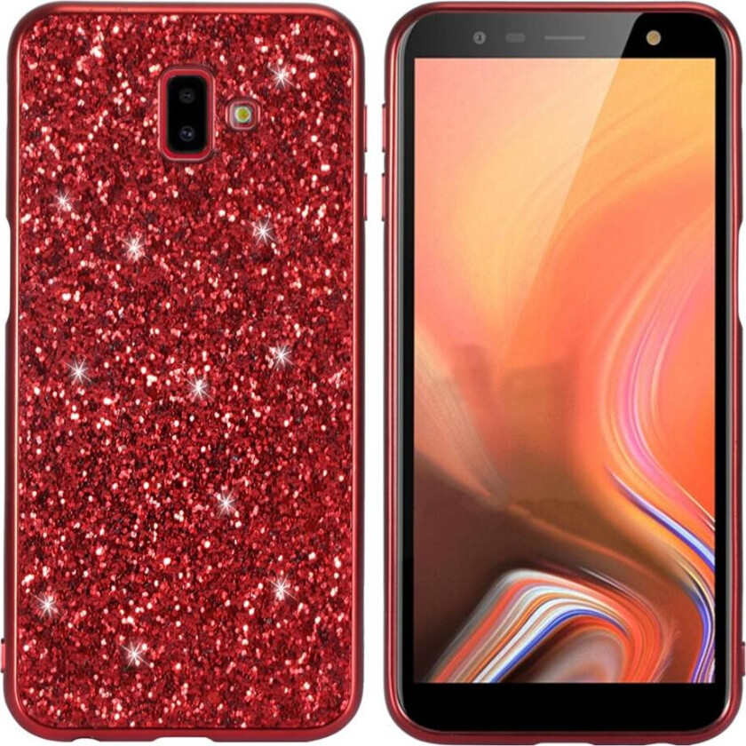 Glitter Samsung Galaxy J6 Plus (2018) deksel - Rød