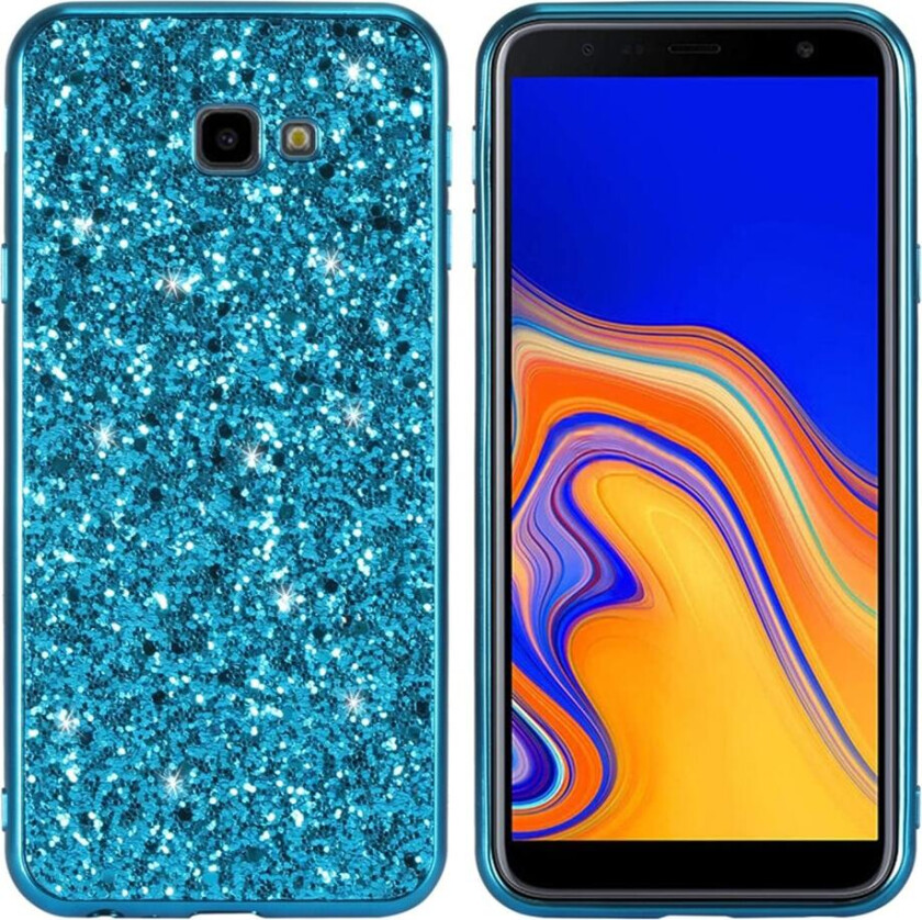 Glitter Samsung Galaxy J4 Plus (2018) deksel - Blå