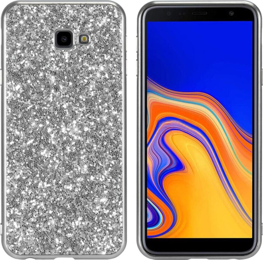 Glitter Samsung Galaxy J4 Plus (2018) deksel - Sølv