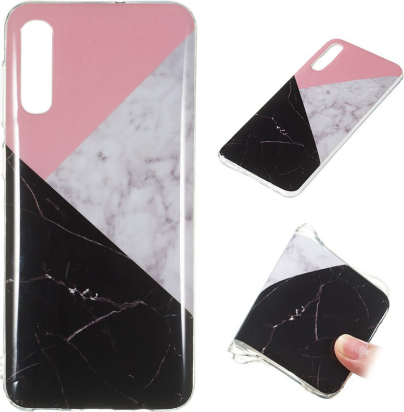 Marble Samsung Galaxy A50 deksel - Rose / hvit / svart marmor