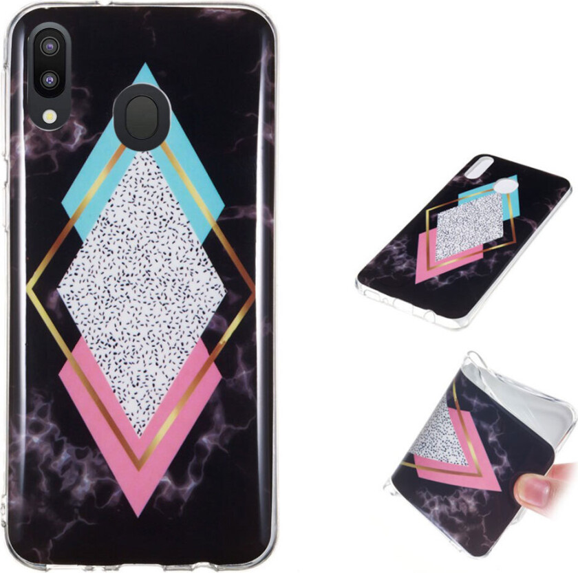 Marble Samsung Galaxy M20 deksel - Diamant blå / rosa marmor