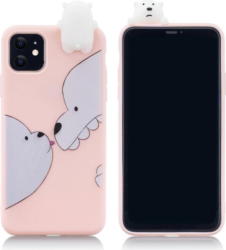 Cute 3D iPhone 11 deksel - Hvite bamser
