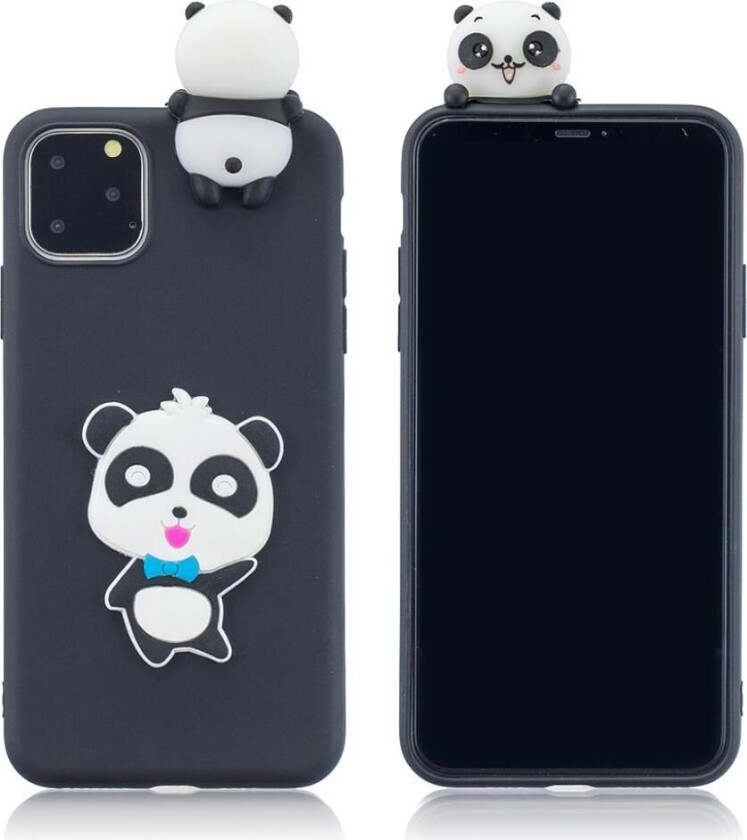 Cute 3D iPhone 11 Pro Max deksel - Svart glad panda