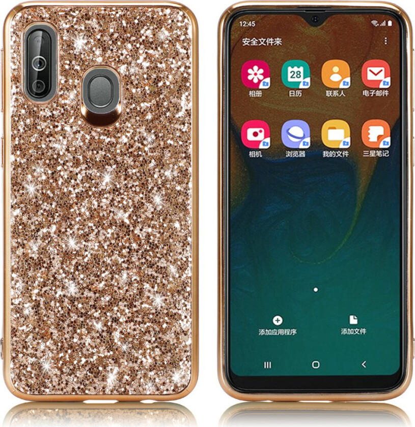 Glitter Samsung Galaxy A40 deksel - Gull