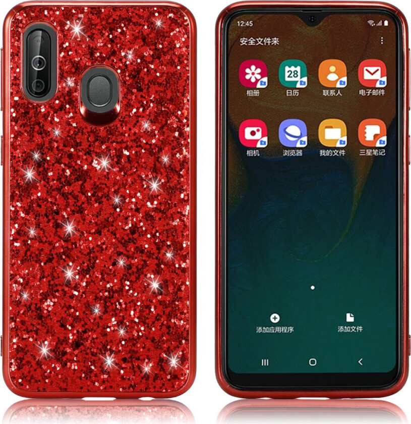 Glitter Samsung Galaxy A40 deksel - Rød
