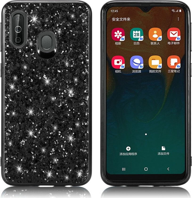 Glitter Samsung Galaxy A40 deksel - Svart