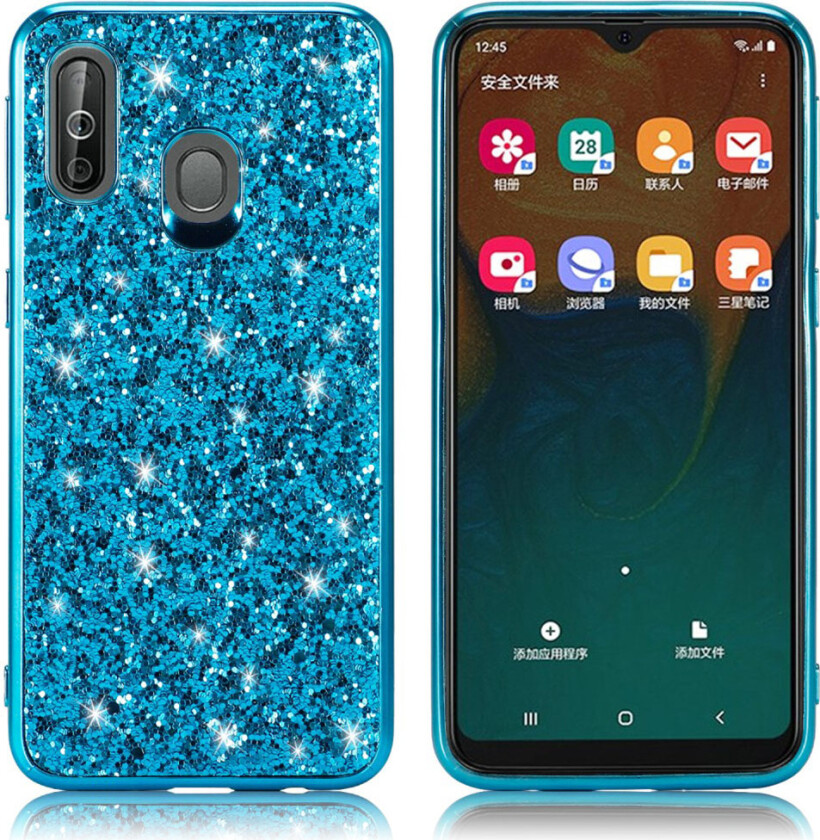 Glitter Samsung Galaxy A40 deksel - Blå