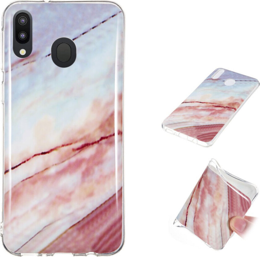 Marble Samsung Galaxy M20 deksel - Blå / rosemarmor