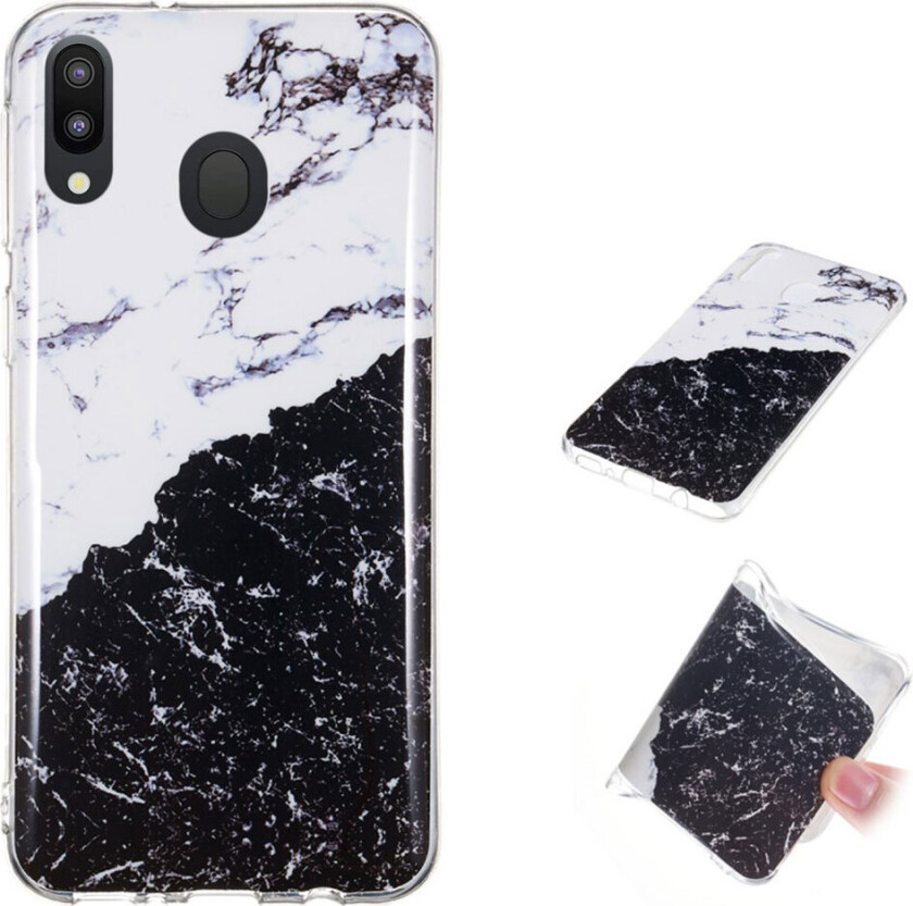 Marble Samsung Galaxy M20 deksel - Hvit / svart marmor