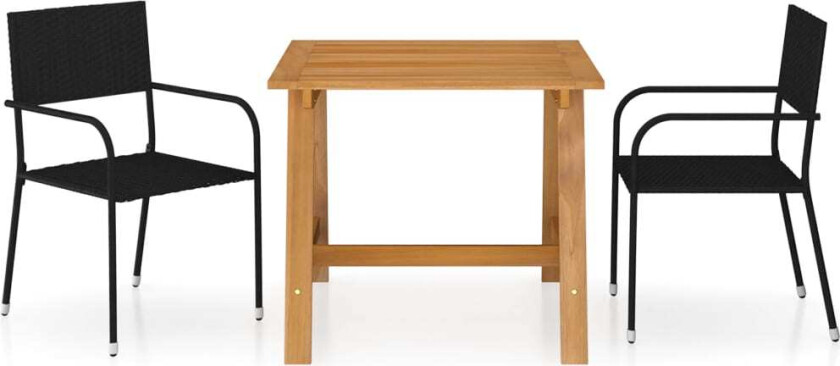 Utendørs spisestue 3 deler svart