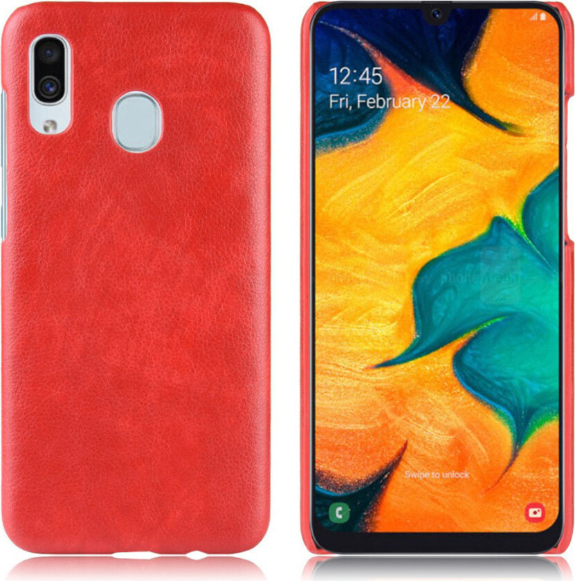 Galaxy A20e litchi belagt deksel - Rød