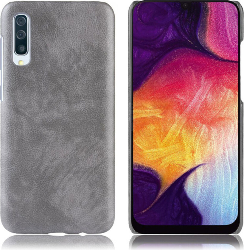 Galaxy A70 litchi belagt deksel - Grå