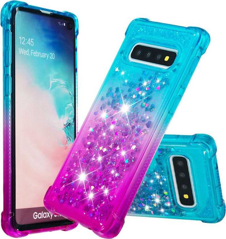 Galaxy S10 gradient glitter deksel - Baby Blå / Lilla