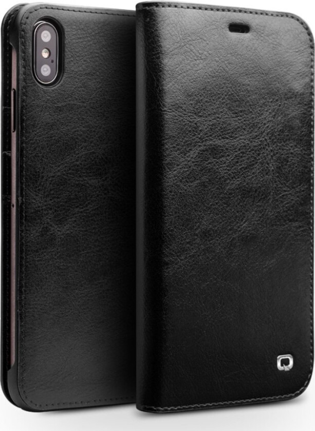 QIALINO iPhone Xs Max ekte kuskinn deksel - Sort