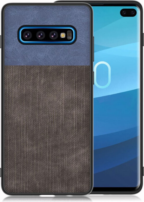 Galaxy S10 Plus jeans stoff deksel - Blå / Svart