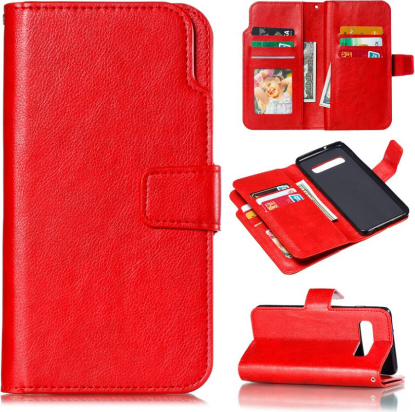 Crazy Horse Samsung Galaxy s10 Skinnetui Med Deksel - Rød