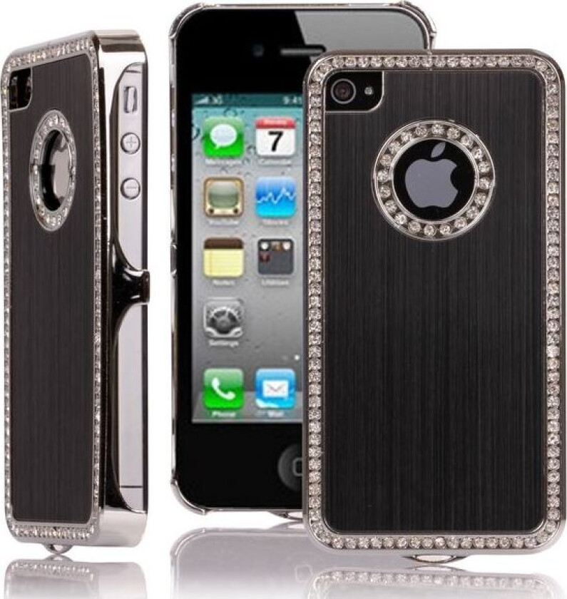 Jewel Silver Kant (Sort) iPhone 4/4S Deksel