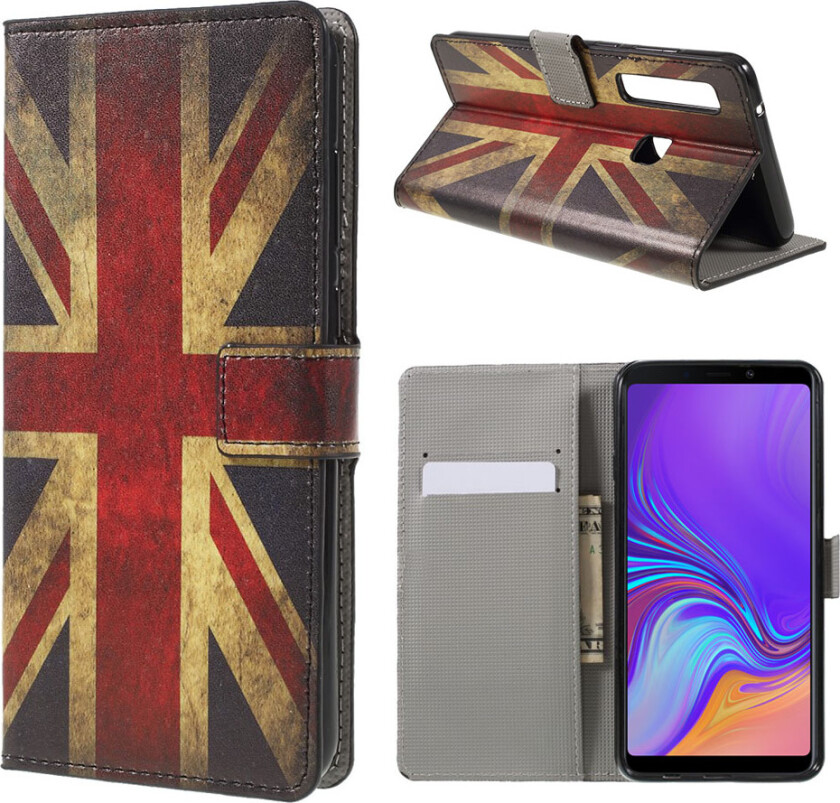 Galaxy A9 beskyttelses deksel av syntetisk skinn med printet mønster - retro britisk flagg
