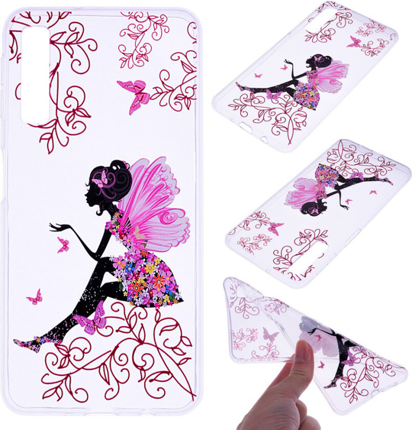 Galaxy A7 beskyttelses deksel av TPU med printet mønster - sommerfugl fe