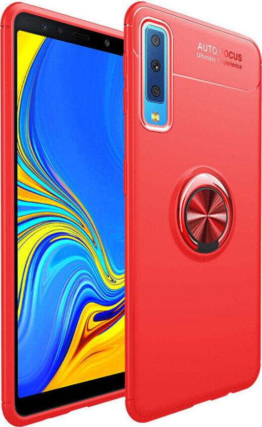 Galaxy A7 beskyttelses deksel av TPU med finger ring - rød