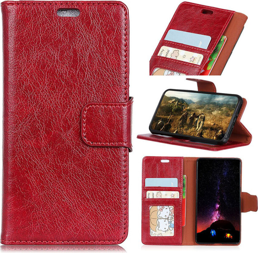 Galaxy A7 beskyttelses deksel av behandlet kuskinn med nappa tekstur - rød