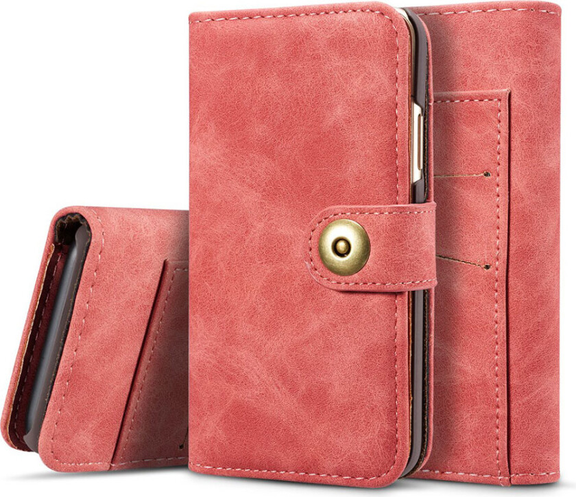 iPhone Xs Max beskyttelses deksel av syntetisk skinn i vintage stil og 2 i 1 design - rød