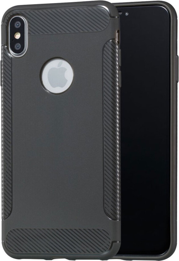 iPhone XS beskyttelses deksel av TPU med karbon fiber tekstur - grå