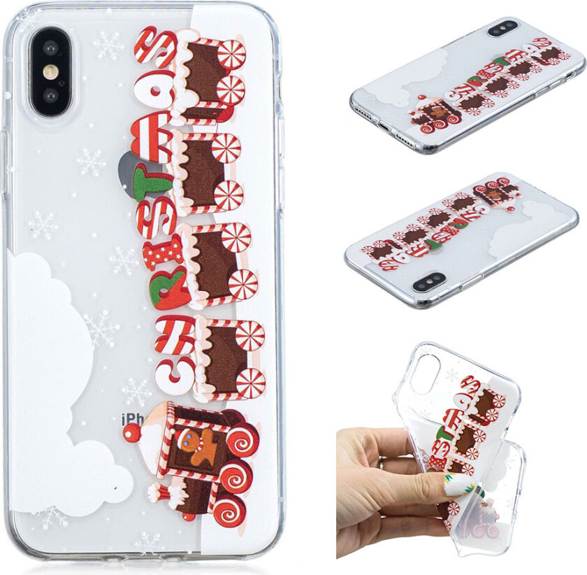 iPhone Xs Max beskyttelses deksel av TPU med printet jule mønster - jule tog
