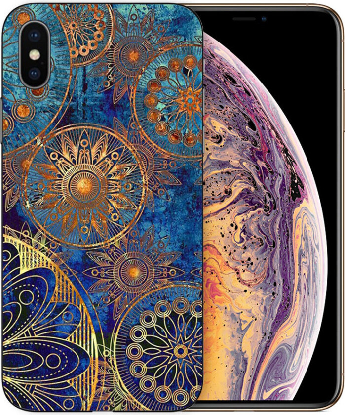 iPhone XS beskyttelses deksel av TPU med printet mønster - mandala blomst