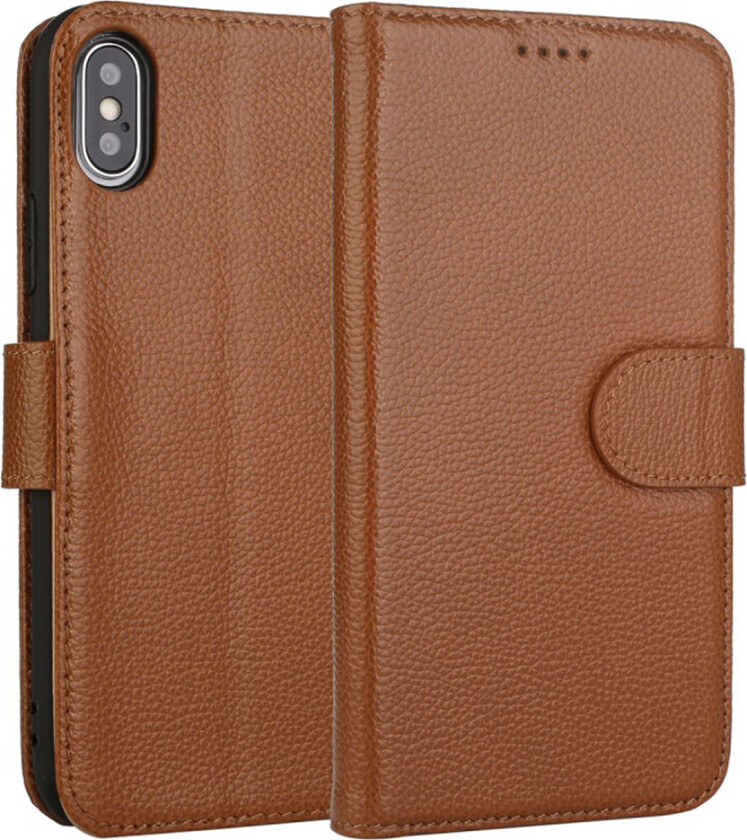 iPhone Xs Max beskyttelses deksel av ekte skinn - brun