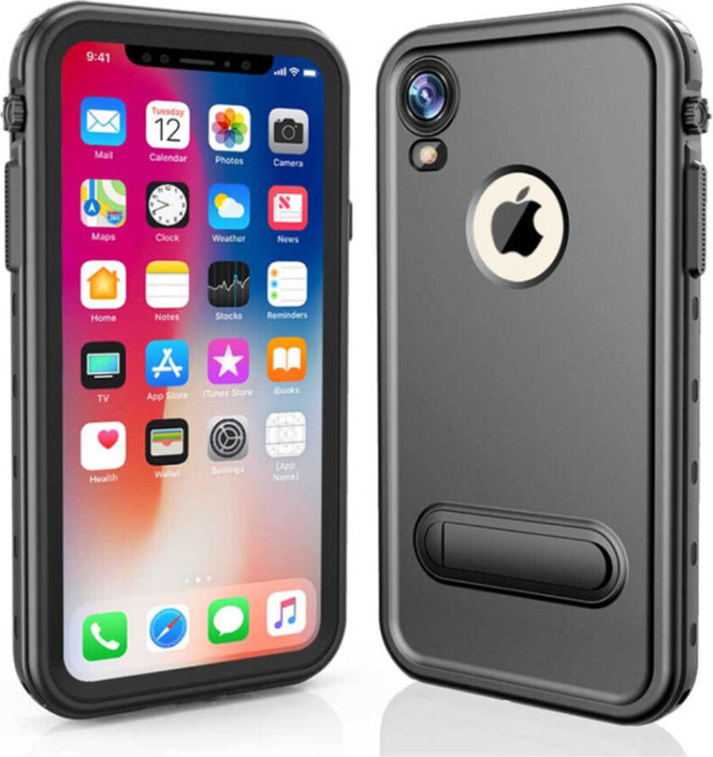 REDPEPPER iPhone Xr beskyttelses deksel av plastikk og TPU med vanntett design - helt svart