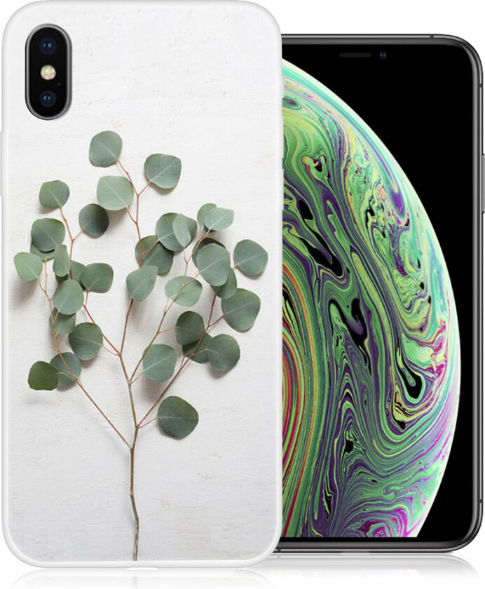 iPhone XS beskyttelses deksel av TPU med printet mønster - grønne blader