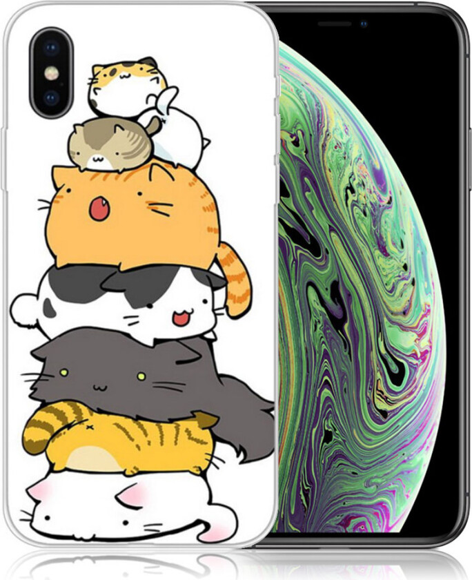 iPhone XS beskyttelses deksel av TPU med printet mønster - kjærlige katter